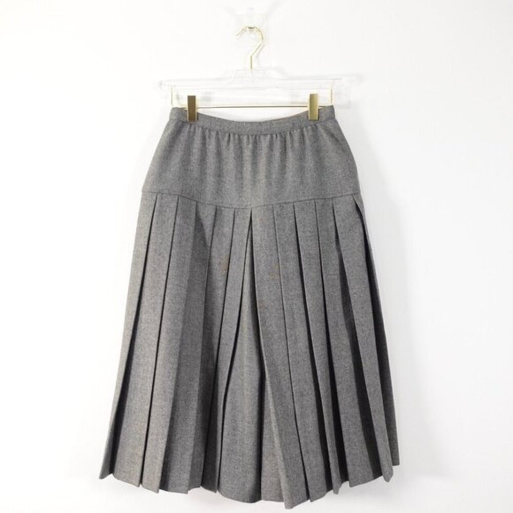Valentino Garavani Women Pants 2 XS Gray Wool Pleat Culottes Accordion Vintage
